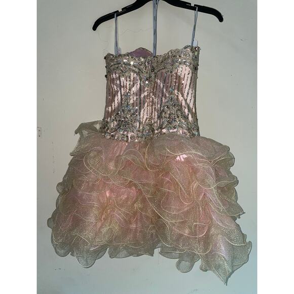 Y2K Moulin Rouge dress pink ruffle - Picture 6 of 12